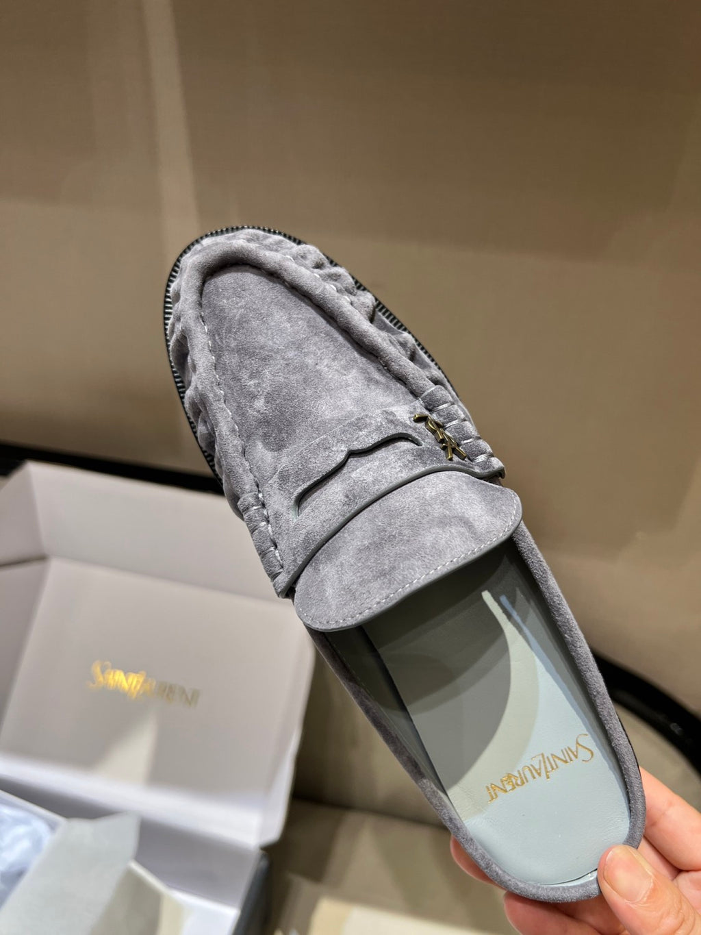 Saint Laurent Men's And Women's Spring/Fall Fashion Casual Round-Toe Flat-Sole Open-Back Loafers Shoes #78768