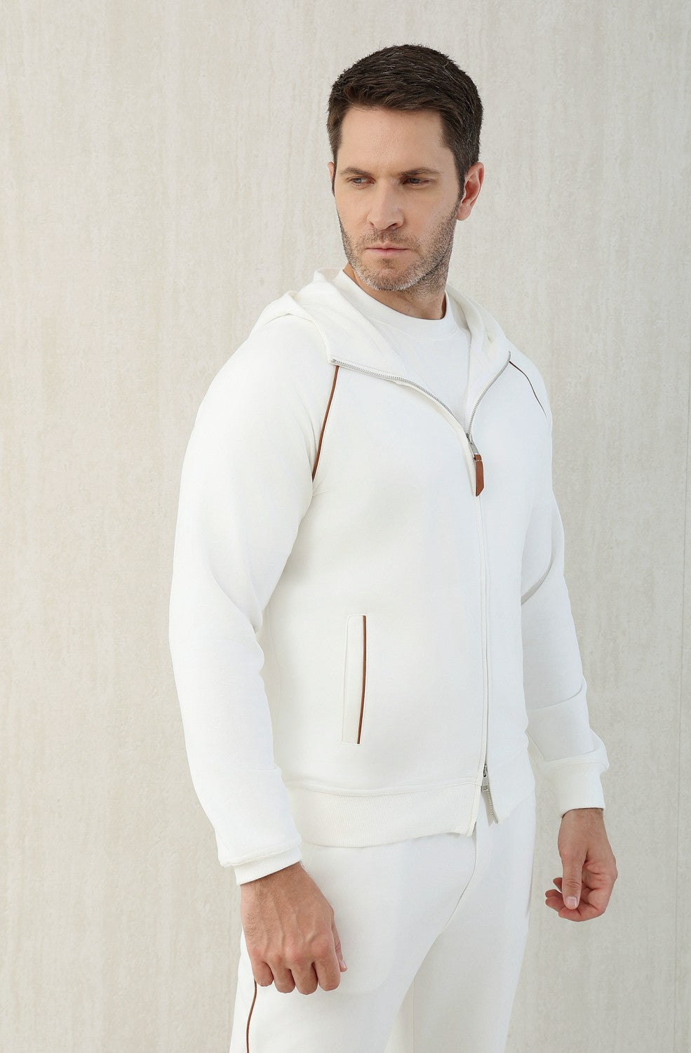 Brunello Cucinelli Men's Techno Cotton French Terry Hooded Long Sleeve Casual Athletic Sweatshirt Solid Color Zipper Spring Jacket Ngvp #1675