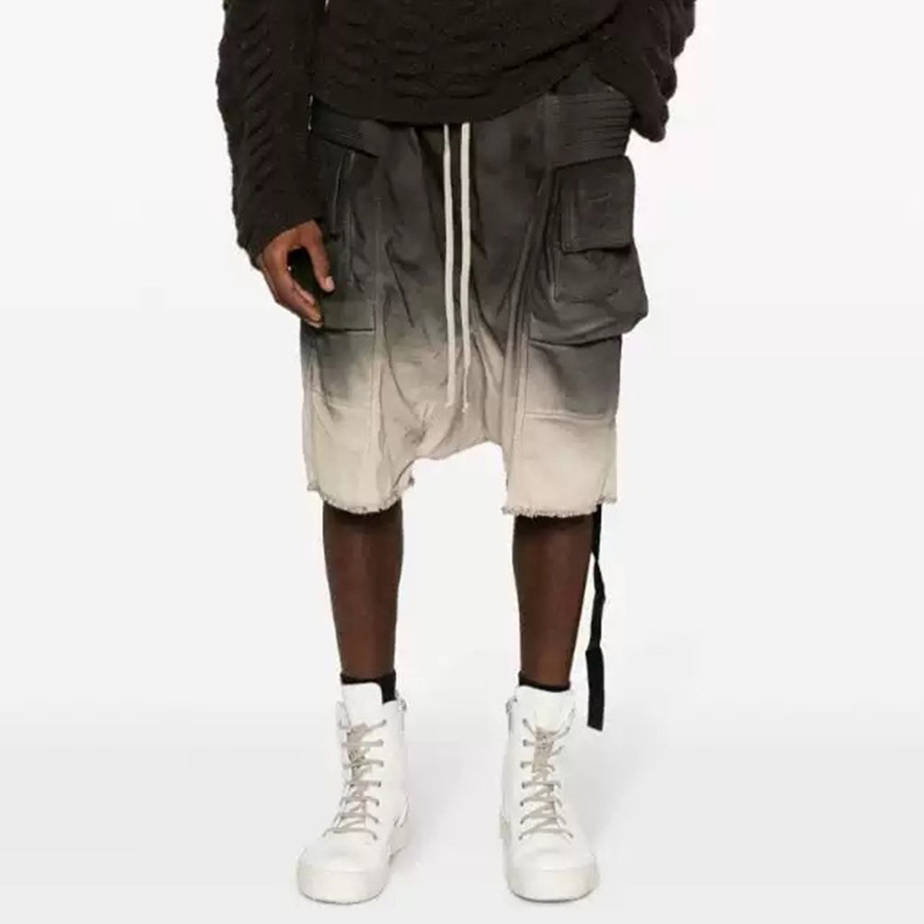 Rick Owens X Dekshdw Men's Spring/summer Vintage Distressed High Street Hole Breaking Denim Shorts Gradient Fringe Comfort Pants Ngvp #9313