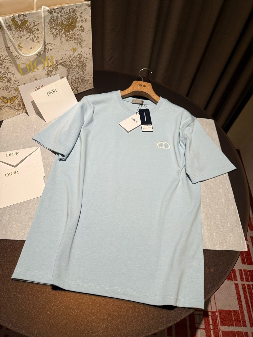 Dior Men's Summer Fashion Casual Solid Color Round Neck Cotton CD Embroidered Logo Loose Fit T-Shirt #78374