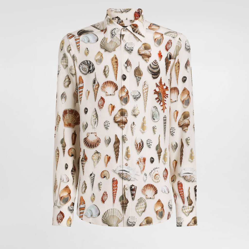 Dolce&Gabbana Shell Printed Silk Martini Shirt Men's Spring And Summer Long Sleeve Single Breasted Fashion Elegant Casual Shirt Ngvp #1978
