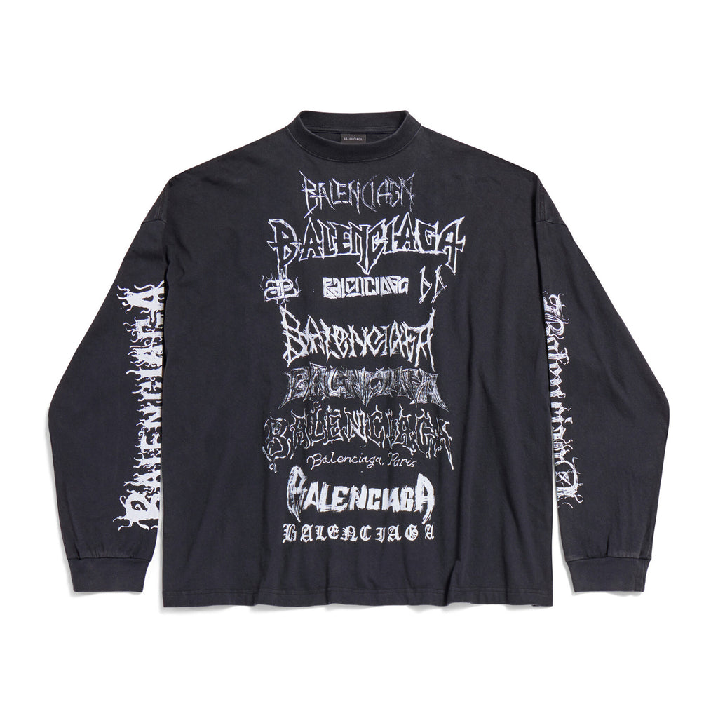 Balenciaga Men's And Women's Spring And Fall Retro Letter Silhouette Plain Knit Fabric Long Sleeve T-shirt Pullover #98139