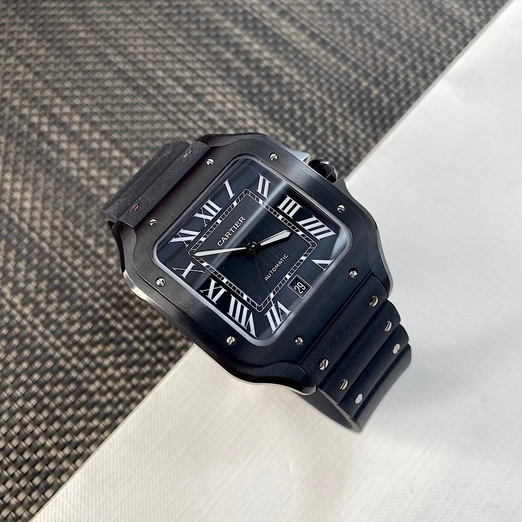 Cartier SANTOS DE CARTIER Men's Automatic Mechanical Movement 100m Water Resistant Date Display 40 mm Black Mechanical Watch #77182
