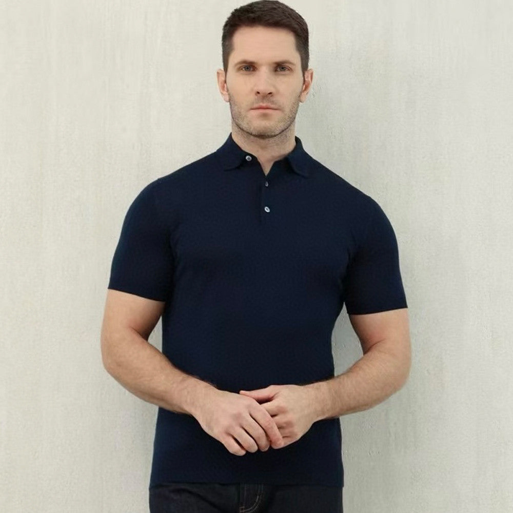 Loro Piana Men's Summer Lapel Straight Solid Color Fitted Pullover Short Sleeve Polo Shirt Ngvp #1554