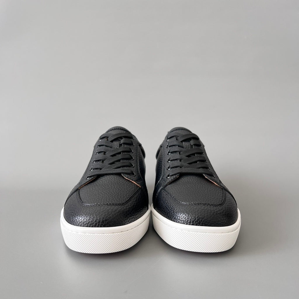 Christian Louboutin Louis Junior Men's And Women's Solid Color Grained Cowhide Low Top Lace Up Flat Casual Shoes #77144