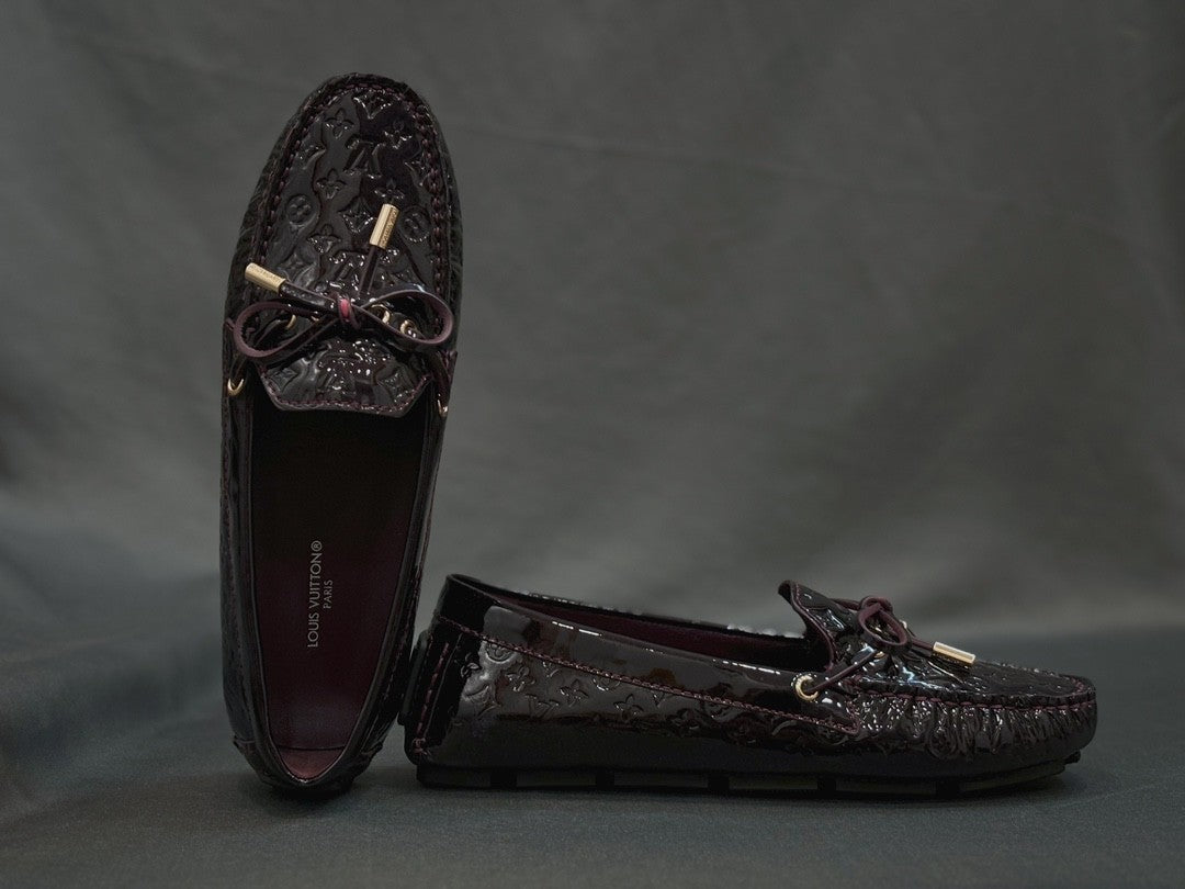 Louis Vuitton Women's Spring/Autumn Fashion Classic Round Toe Slip-On Leather Flat Low Top Loafers Shoes #78437