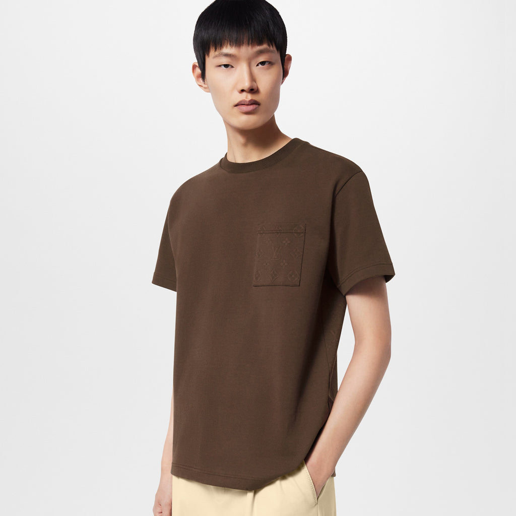 Louis Vuitton Men's Summer Solid Colour Pocket Round Neck Cotton Short Sleeve T-Shirt #99494