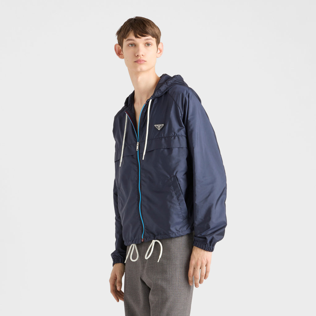 Prada Men's Spring/Summer Casual Fashion Zipper Hooded Elastic Waist Short Sports Jacket Recycled Nylon Short Jacket #78354