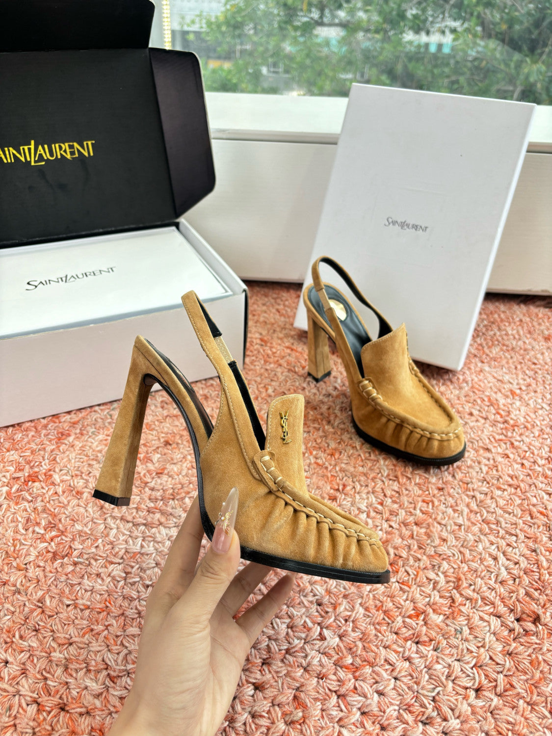 Saint Lauren High Heel Loafers Slippers #377322