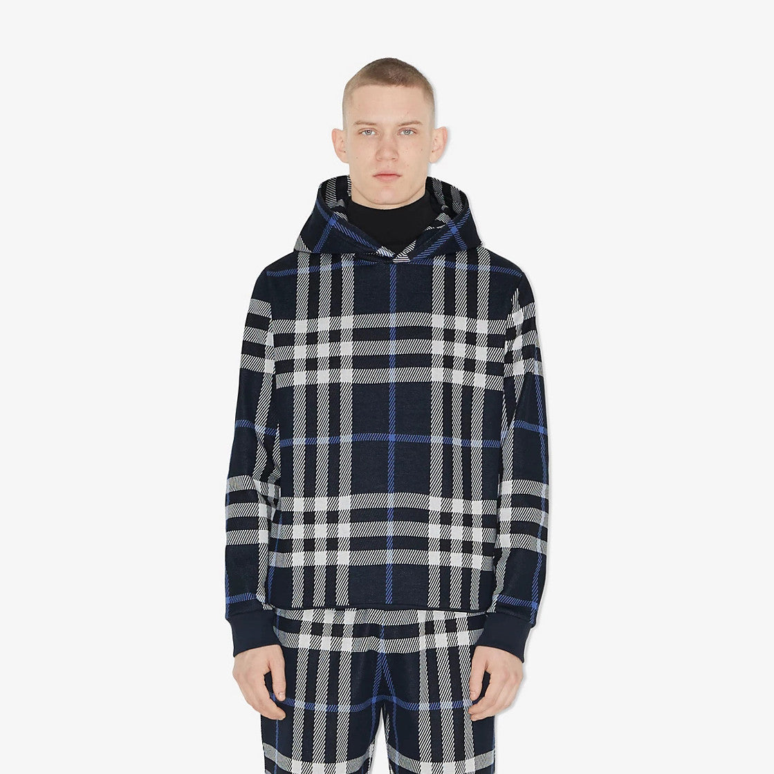 Burberry Check Cotton Jacquard Hoodie Plaid Sweatshirt Pullover #96325