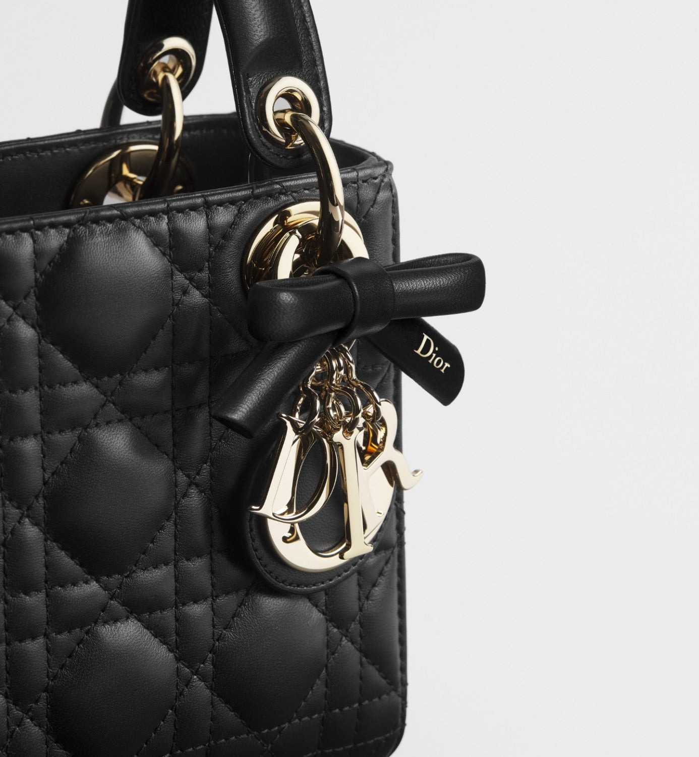 DIOR Mini Lady Dior Bag with Chain Black Cannage Lambskin #376913
