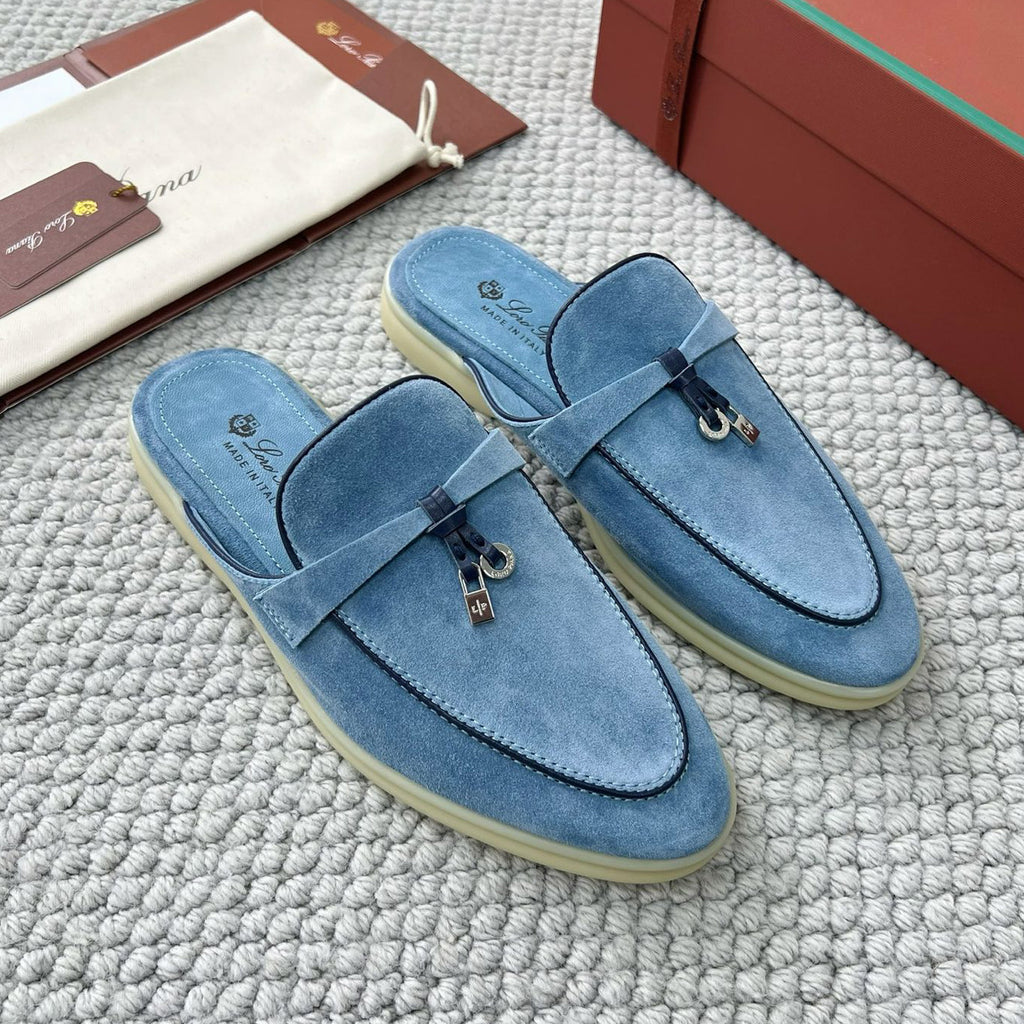 Loro Piana Women's Summer Solid Color Suede Simple Comfortable Rubber Bottom Baotou Slippers Shoes #76545