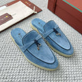 Loro Piana Women's Summer Solid Color Suede Simple Comfortable Rubber Bottom Baotou Slippers Shoes #76545