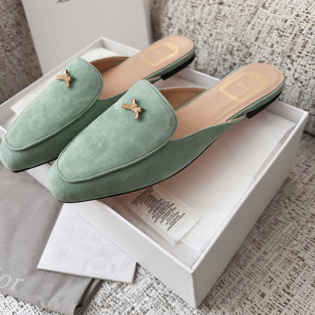 DIOR Baby Bow Mule Pistachio Suede Goatskin #377752