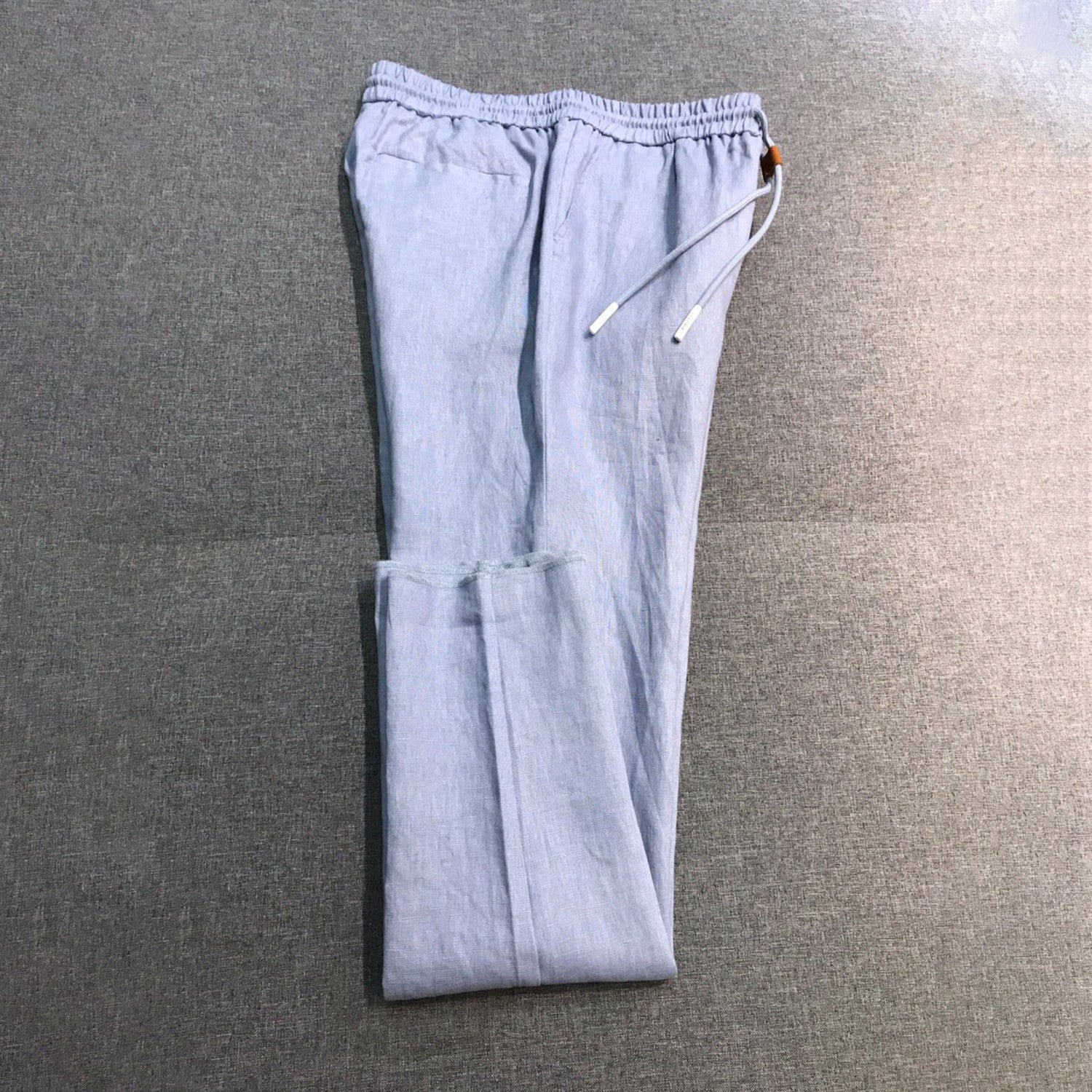 Loro Piana Men's Spring And Summer Solid Colour Drawstring Fashion Pants Loose Straight Comfortable Cotton Thin Suit Trousers Ngvp #1472