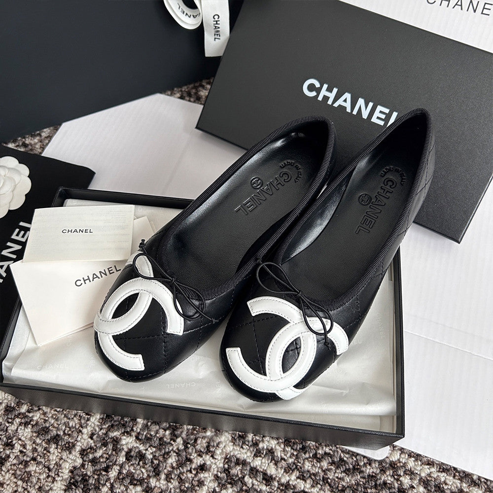 Chanel Lambskin Cambon Quilted Ballerina Flats #310355
