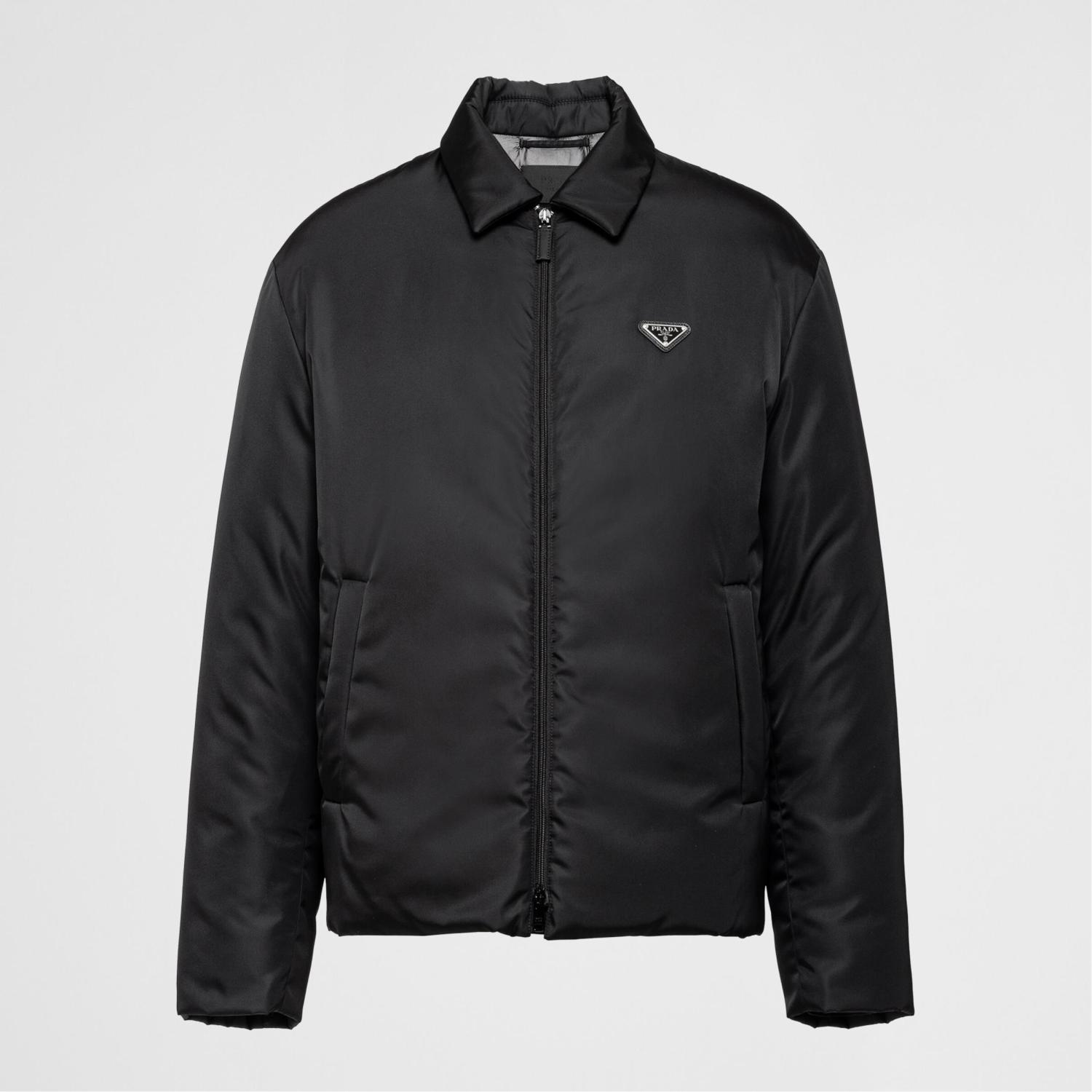 Prada Men's Fall And Winter Black Nylon Waterproof Zipper Puffer Down Long Sleeve Jacket #74697