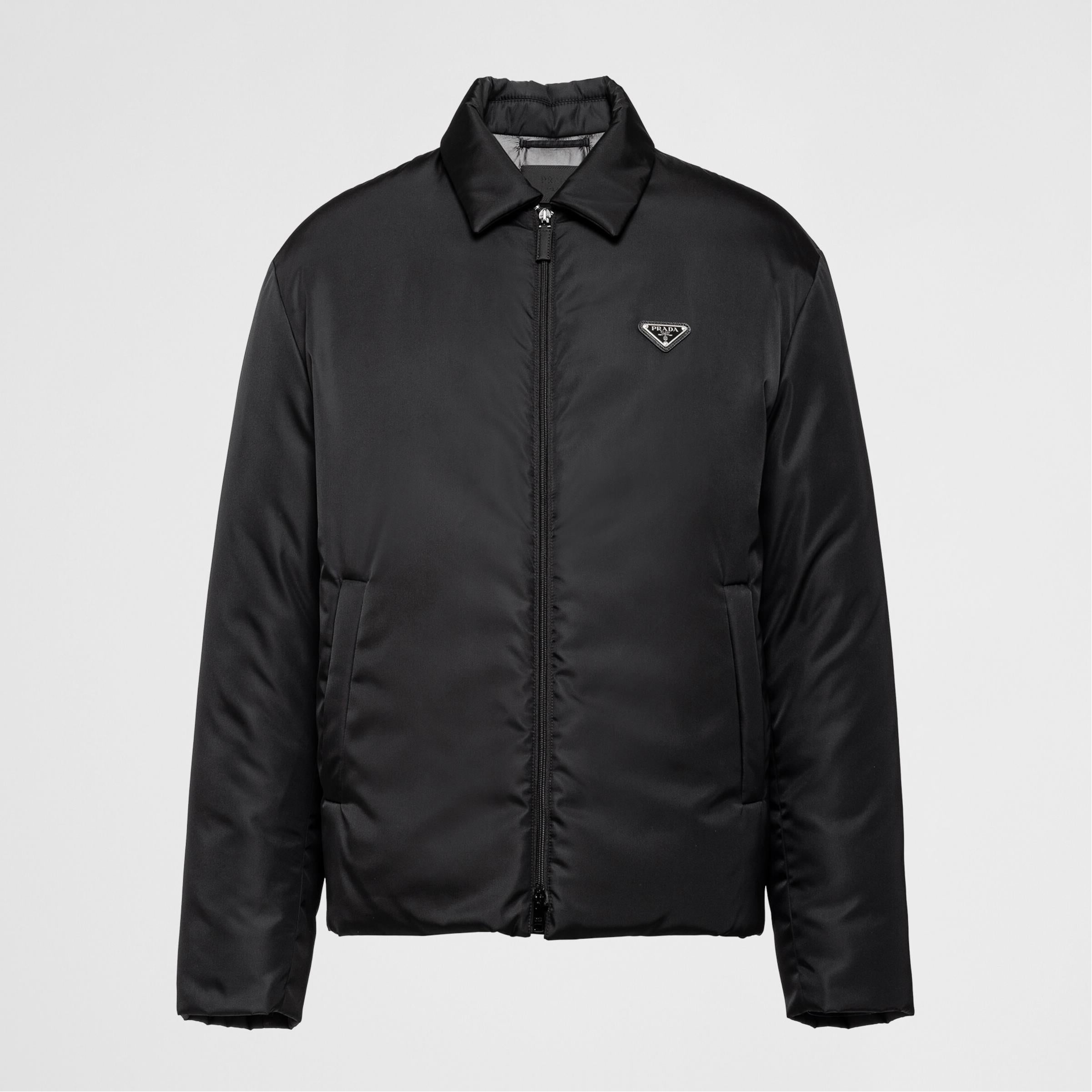 Prada Men's Fall And Winter Black Nylon Waterproof Zipper Puffer Down Long Sleeve Jacket #74697