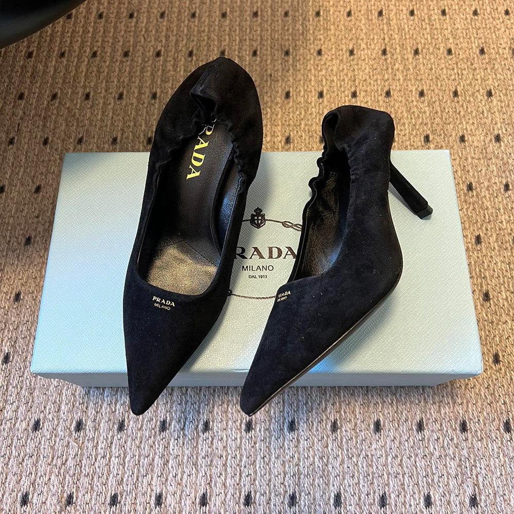 PRADA Cocoa Brown Suede Pumps #334368