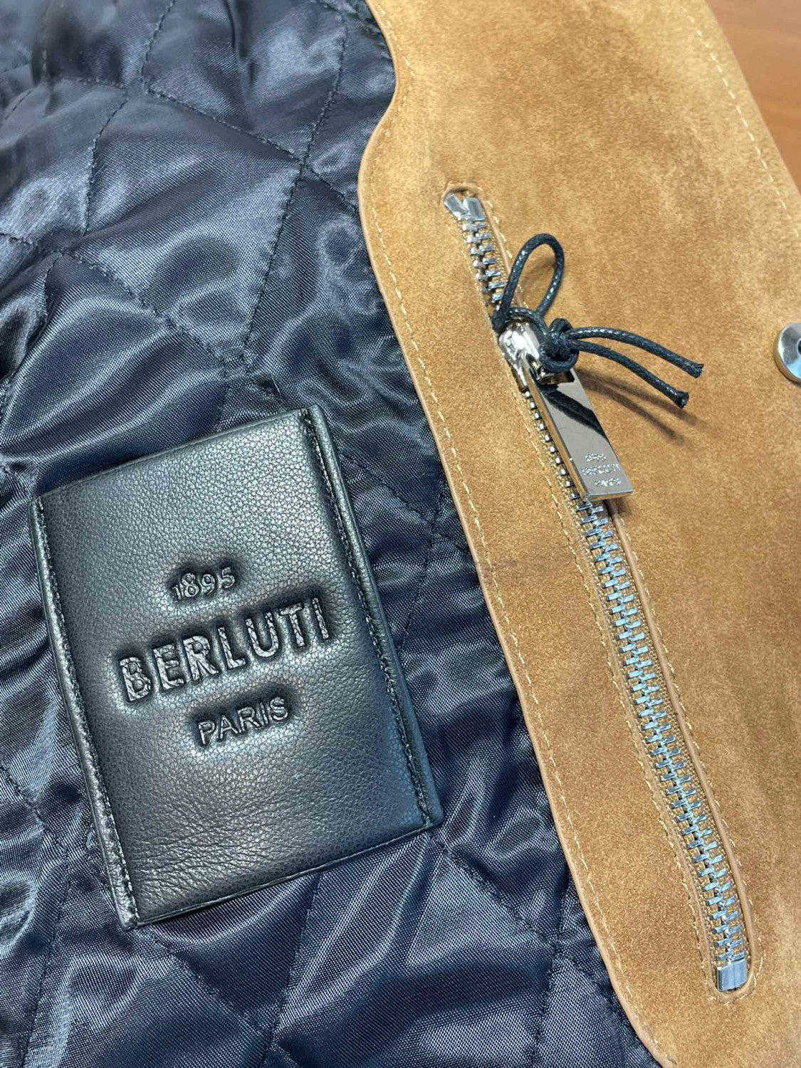 Berluti Suede Leather Patchwork Varsity Jacket #96481