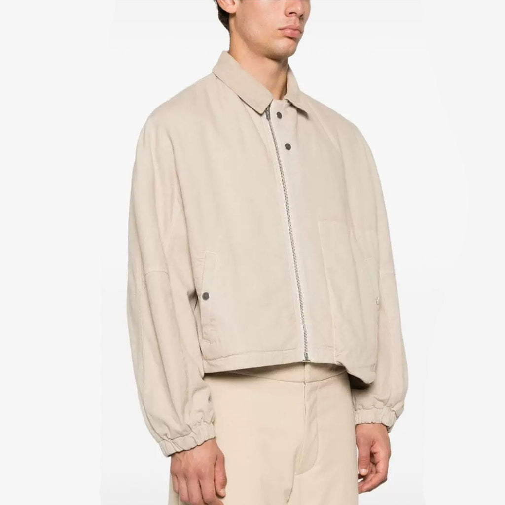 Jacquemus Men's Spring And Summer Fashion Short Solid Color Lapel Zipper Cotton Jacket Retro Casual Jacket Ngvp #7685