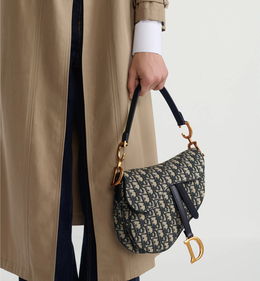 Dior Mini & Medium Saddle Bag With Shoulder Strap Blue Oblique Printed Fashion Exquisite Temperament Clutch Bag Crossbody Bag Bags M0455CBAA_M900 #81649