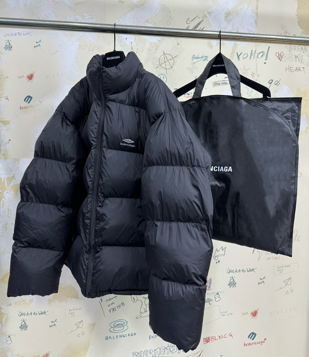 Balenciaga Men's Women's Autumn And Winter Standing Collar Solid Color Zipper Long Sleeve Puffer Down Jacket #73355