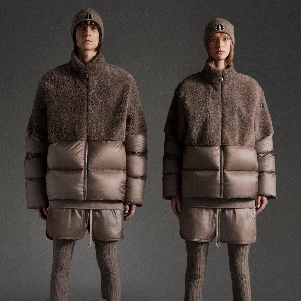 Rick Owens x Moncler Men's Winter Solid Color Standing Collar Zipper Splicing Long Sleeve Loose Puffer Down Jacket Ngvp #7192