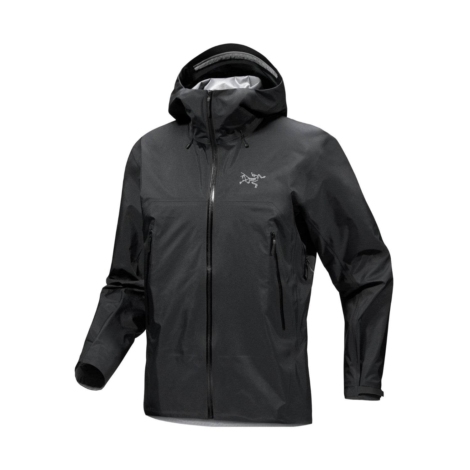 Arcteryx Men's Autumn and Winter Solid Color Waterproof Fabric Hooded Zipper Long Sleeve Jacket #76354