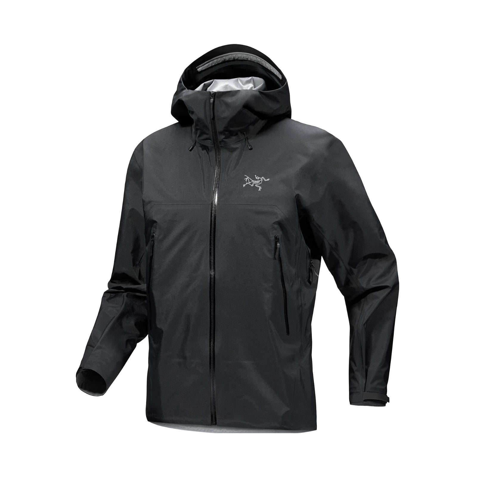 Arcteryx Men's Autumn and Winter Solid Color Waterproof Fabric Hooded Zipper Long Sleeve Jacket #76354