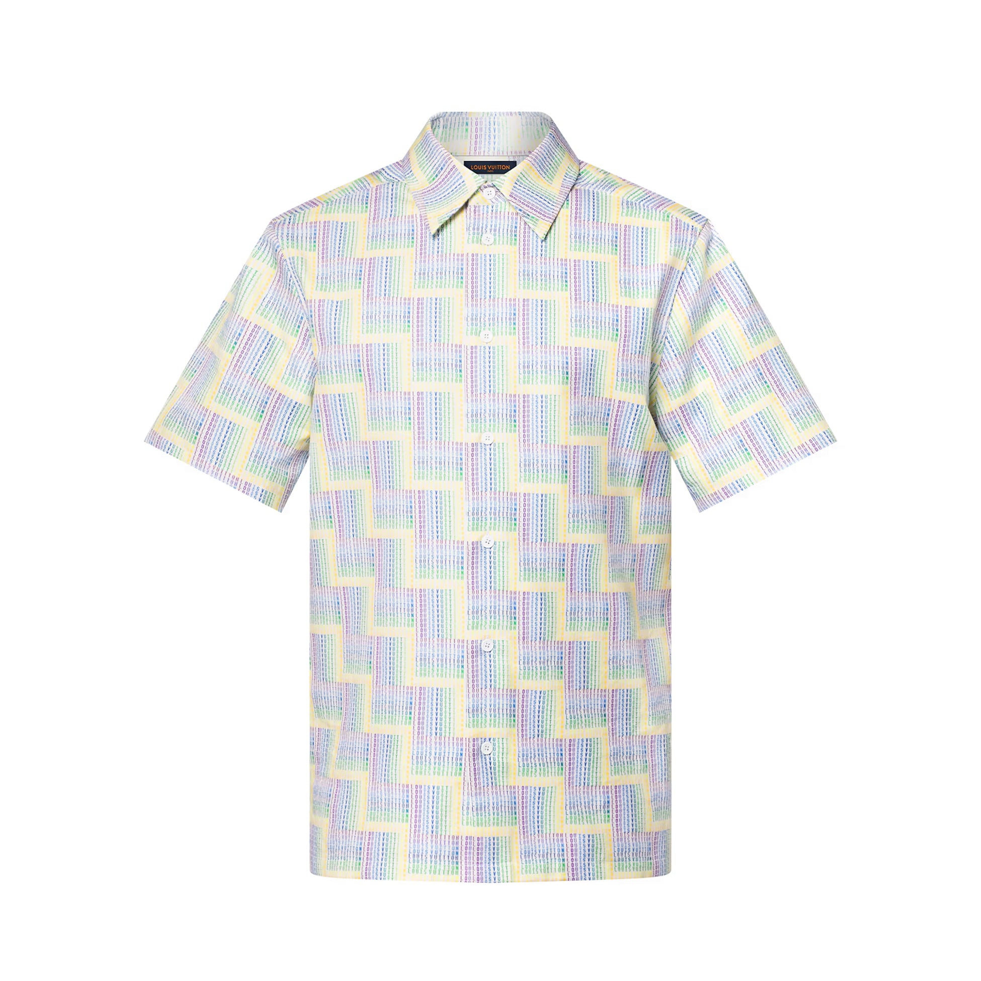 Louis Vuitton Men's Summer Rainbow Letter Print Single Breasted Short Sleeve Shirt #76439