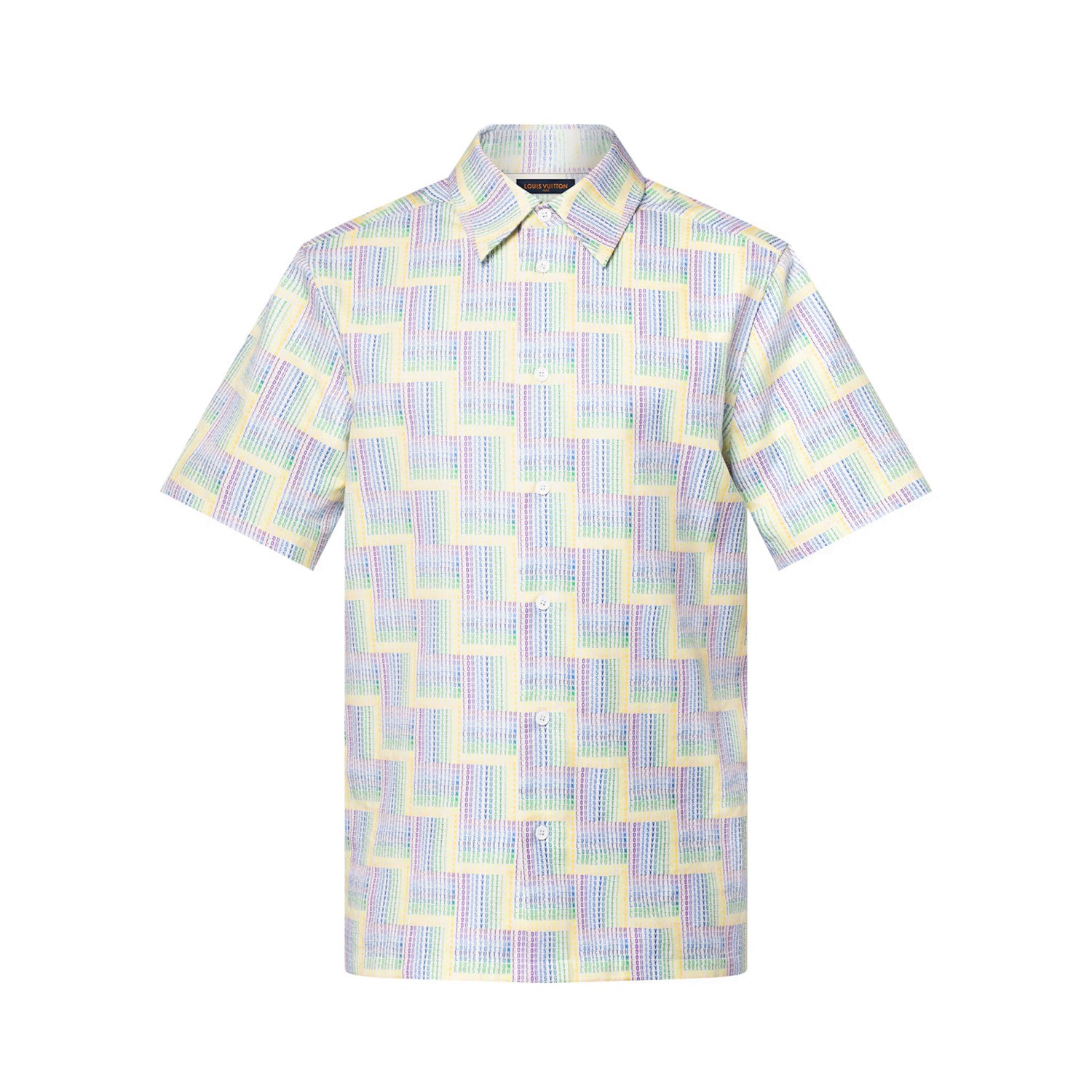 Louis Vuitton Men's Summer Rainbow Letter Print Single Breasted Short Sleeve Shirt #76439