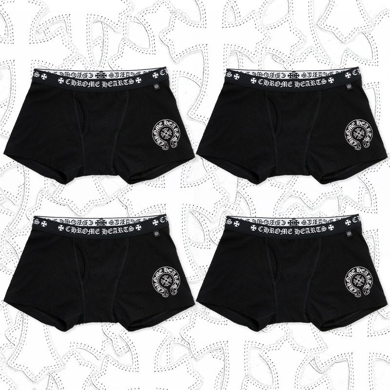 NlGO Chrome Hearts Men's And Women's Pure Color Sanskrit Print Cotton High Elasticity Boxer Briefs Underwear #77394