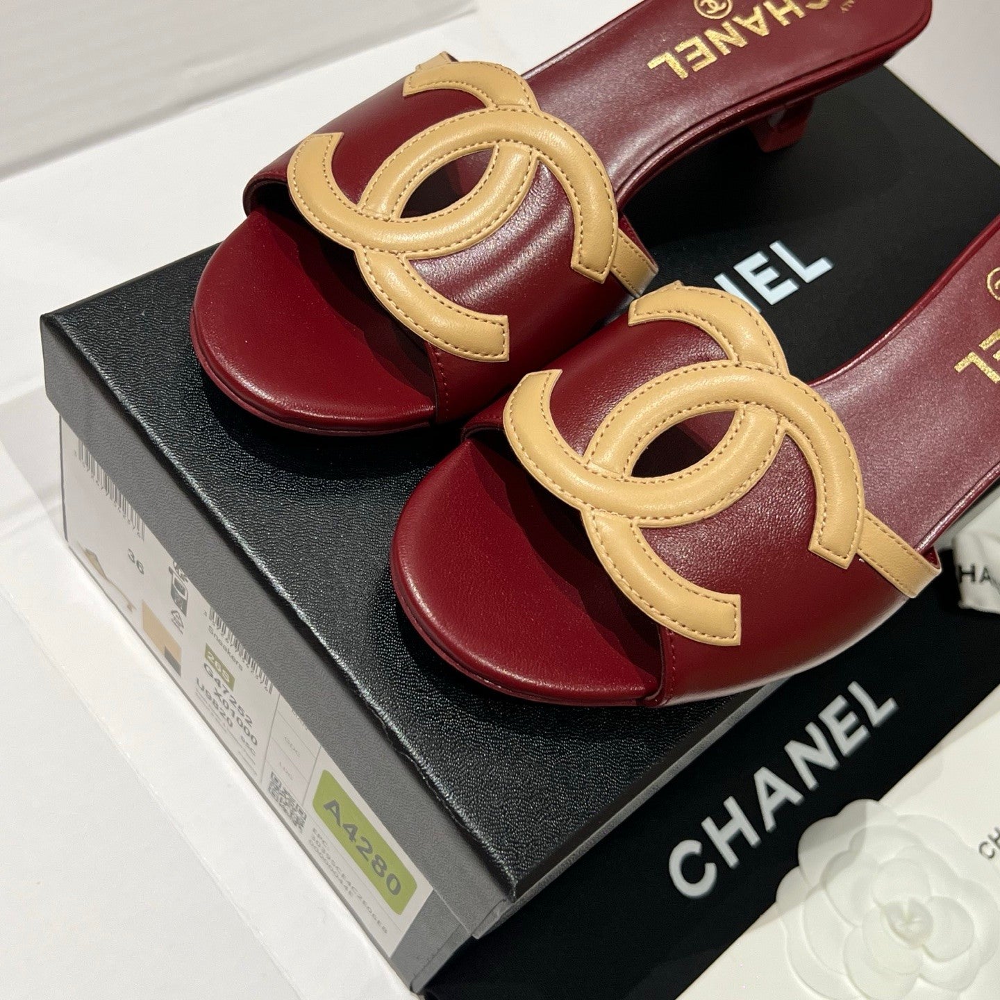Chanel CC Kitten Heel Sandals #382676