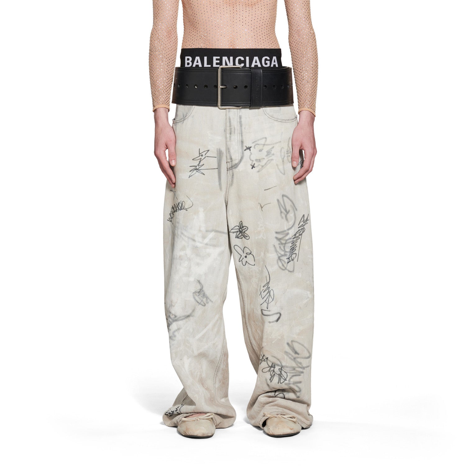 Balenciaga Graffiti Loose Fit Denim Pants Ngvp #6578