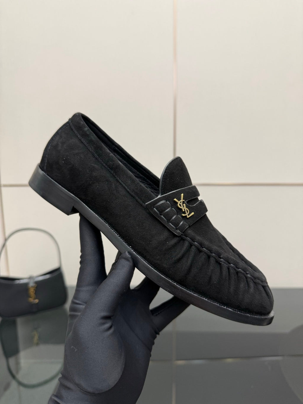 Saint Laurent Women's Autumn/Winter Fashion Casual Sheepskin Suede Round Toe Slip On Flat Loafers Casual Shoes #78376