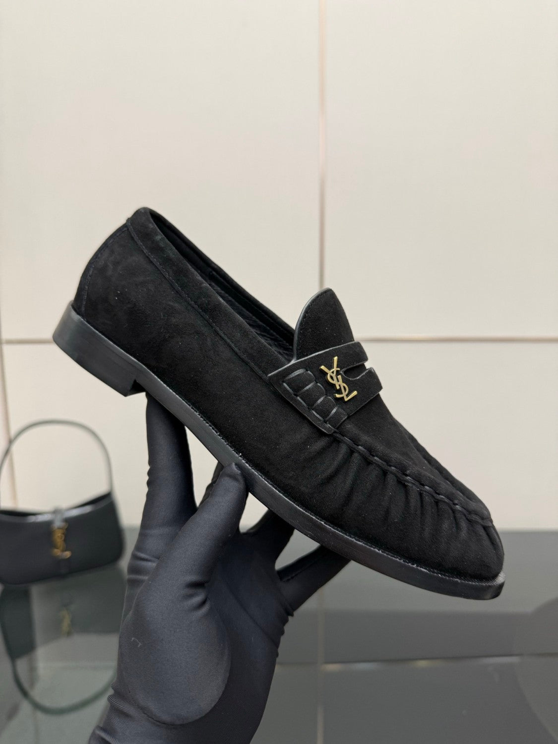 Saint Laurent Women's Autumn/Winter Fashion Casual Sheepskin Suede Round Toe Slip On Flat Loafers Casual Shoes #78376
