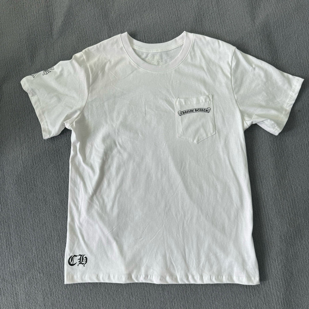 Chrome Hearts Men's Summer Solid Color Cross Print Round Neck Cotton Short Sleeve T-Shirt #77171