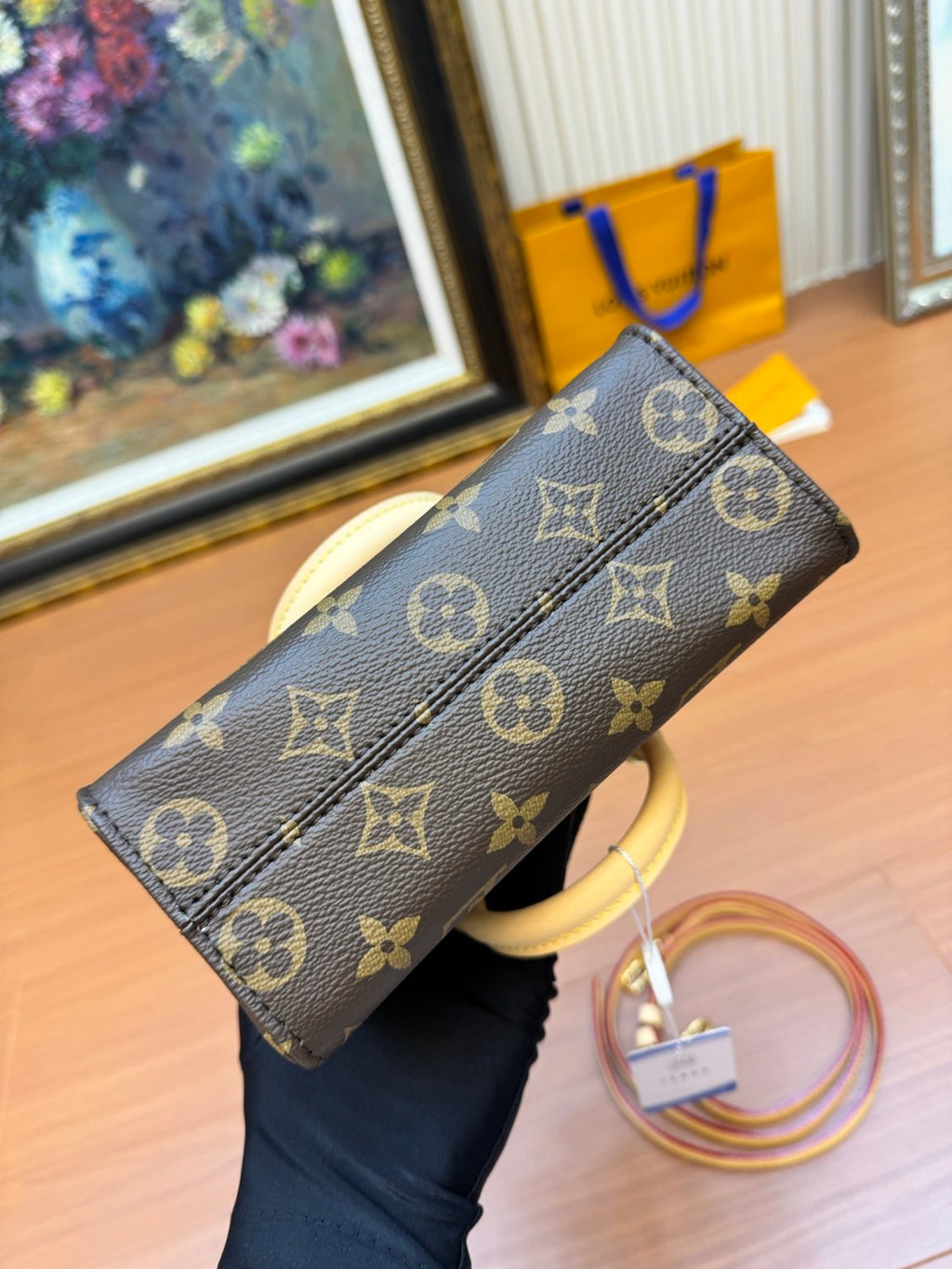 Louis Vuitton Lv X Tm Onthego Bb Women's Brown Old Flower Full Printing Removable Adjustable Shoulder Strap Coated Canvas Splicing Cowhide Tote Bag Shopping Bags Shoulder Crossbody Handbags #75413