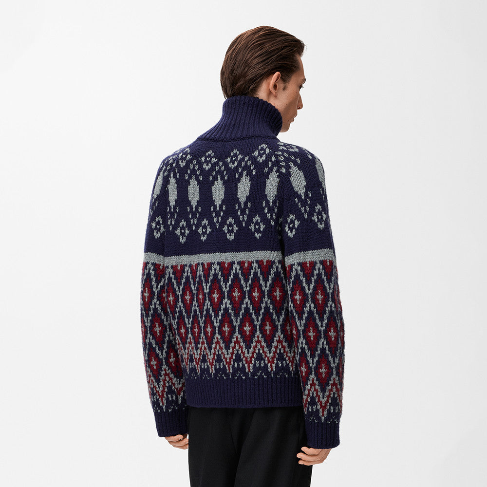 LOEWE Zip-up cardigan wool Blue #335456