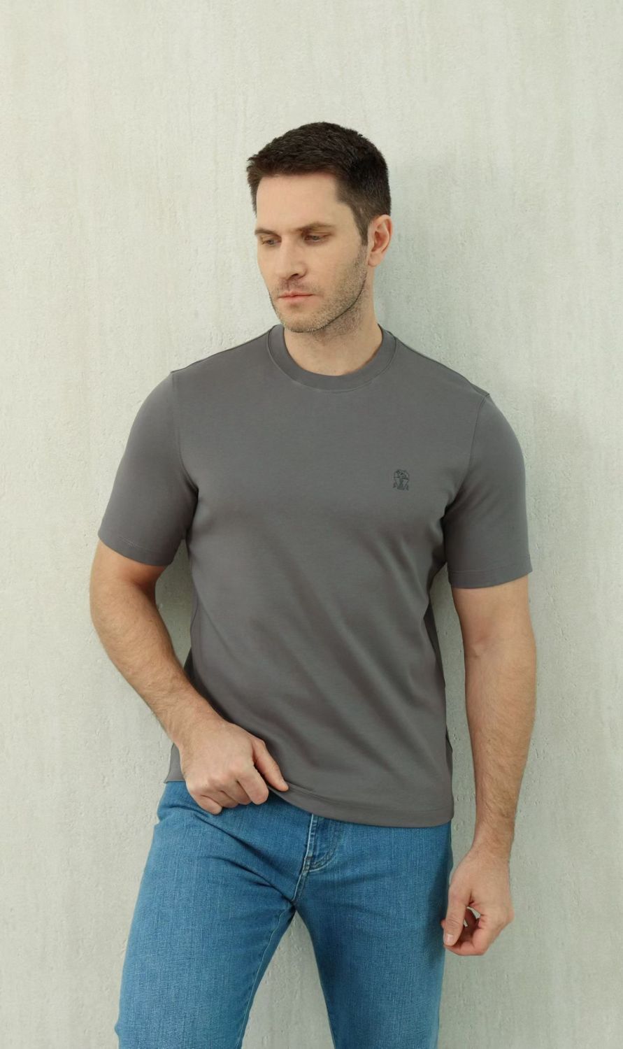 Brunello Cucinelli Cotton Jersey Slim Fit Crew Neck T-shirt With Logo #376925