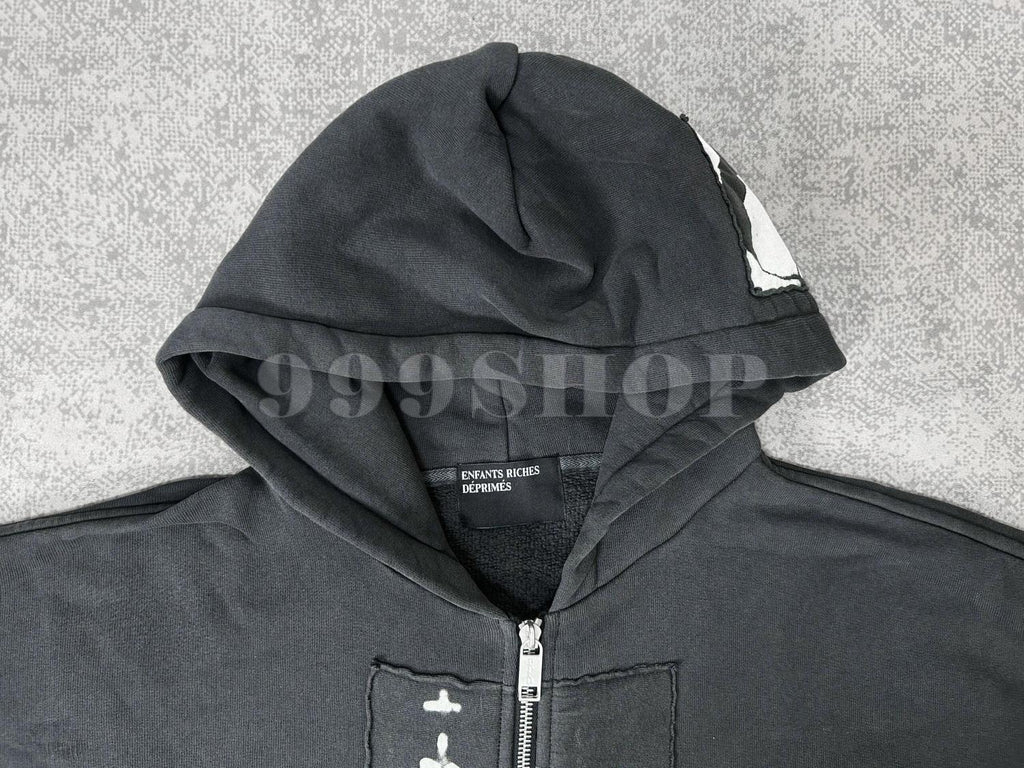 Enfants Riches Deprimes Nun Distressed Washed Zip Hoodie Sweatshirt ##333686
