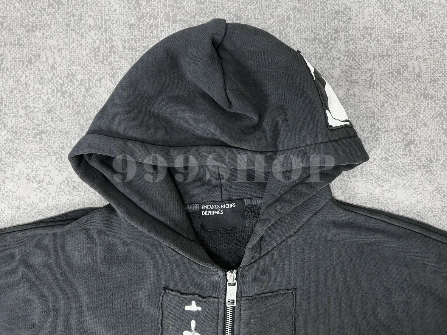Enfants Riches Deprimes Nun Distressed Washed Zip Hoodie Sweatshirt ##333686