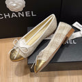 Chanel Women's Spring/Summer Solid Color Tweed Fabric Ballet Flats Shoes #77753