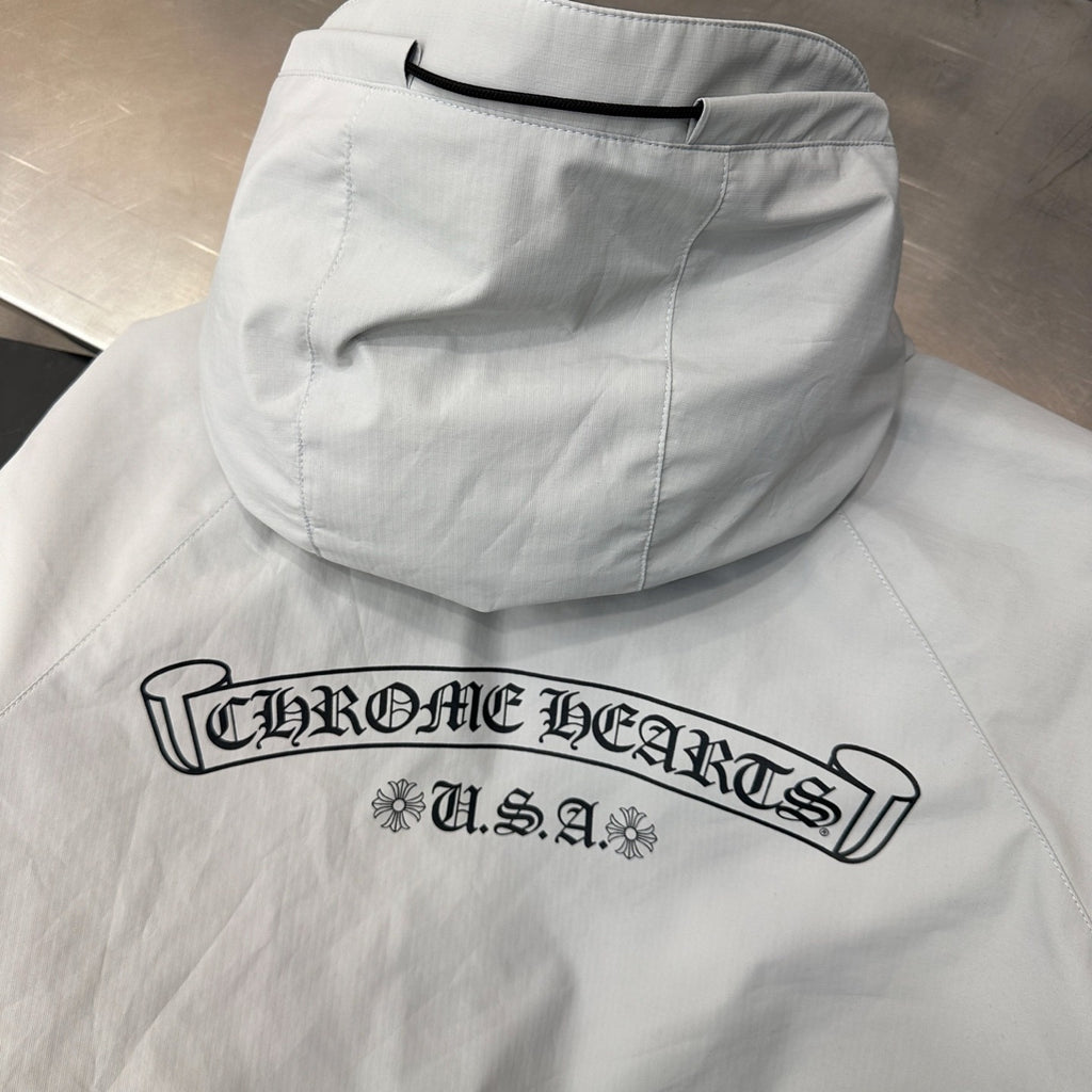 Chrome Hearts Men's And Women's Fall/winter Fashion Casual Solid Color Hooded Zipper Windproof Single Breasted Button Classic Logo Print White Goose Down Filled Jacket #79546