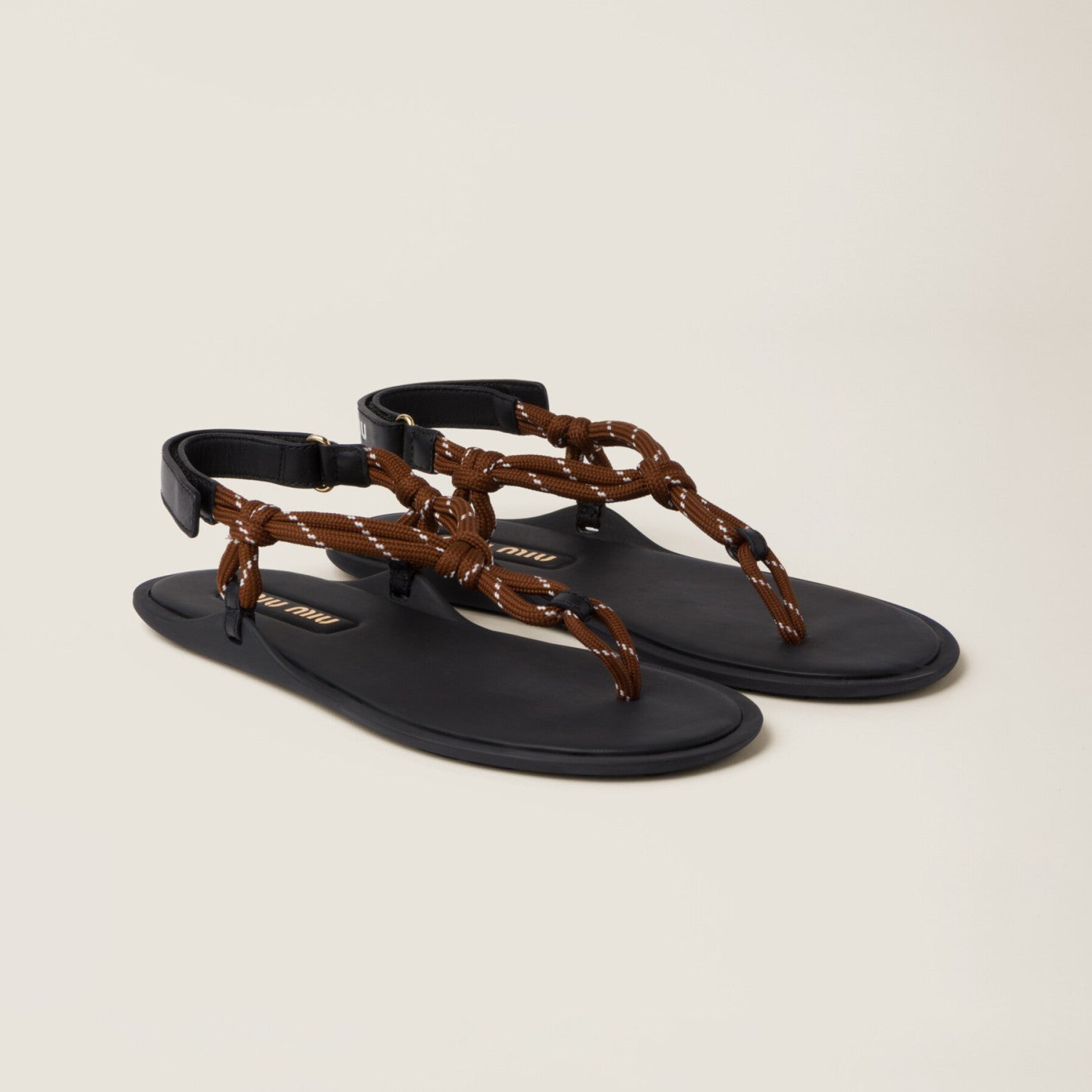 MiuMiu Women's Summer Fashion Casual Toe-exposed Strappy Leather Sandals Shoes #78431
