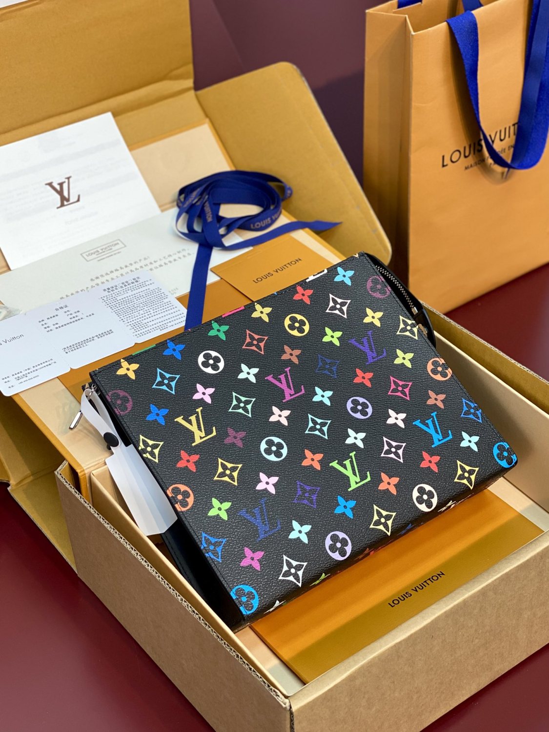 Louis Vuitton LV x TM Toiletry Pouch Men's and Women's Colorful Alphabet Print Zipper Leather Clutch Bag Toiletry Bags #77915