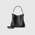 Gucci GG Emblem Small Bucket Bag Trendy Clutch Bag Crossbody Bag Small Size Gold Accents Elegant  #82388A