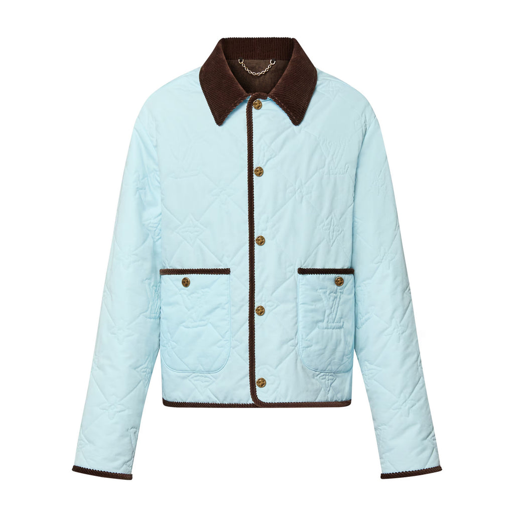 Louis Vuitton Men's Fall And Winter Light Blue Patchwork Fitted Lapel Single Breasted Long Sleeved Jacket #73167