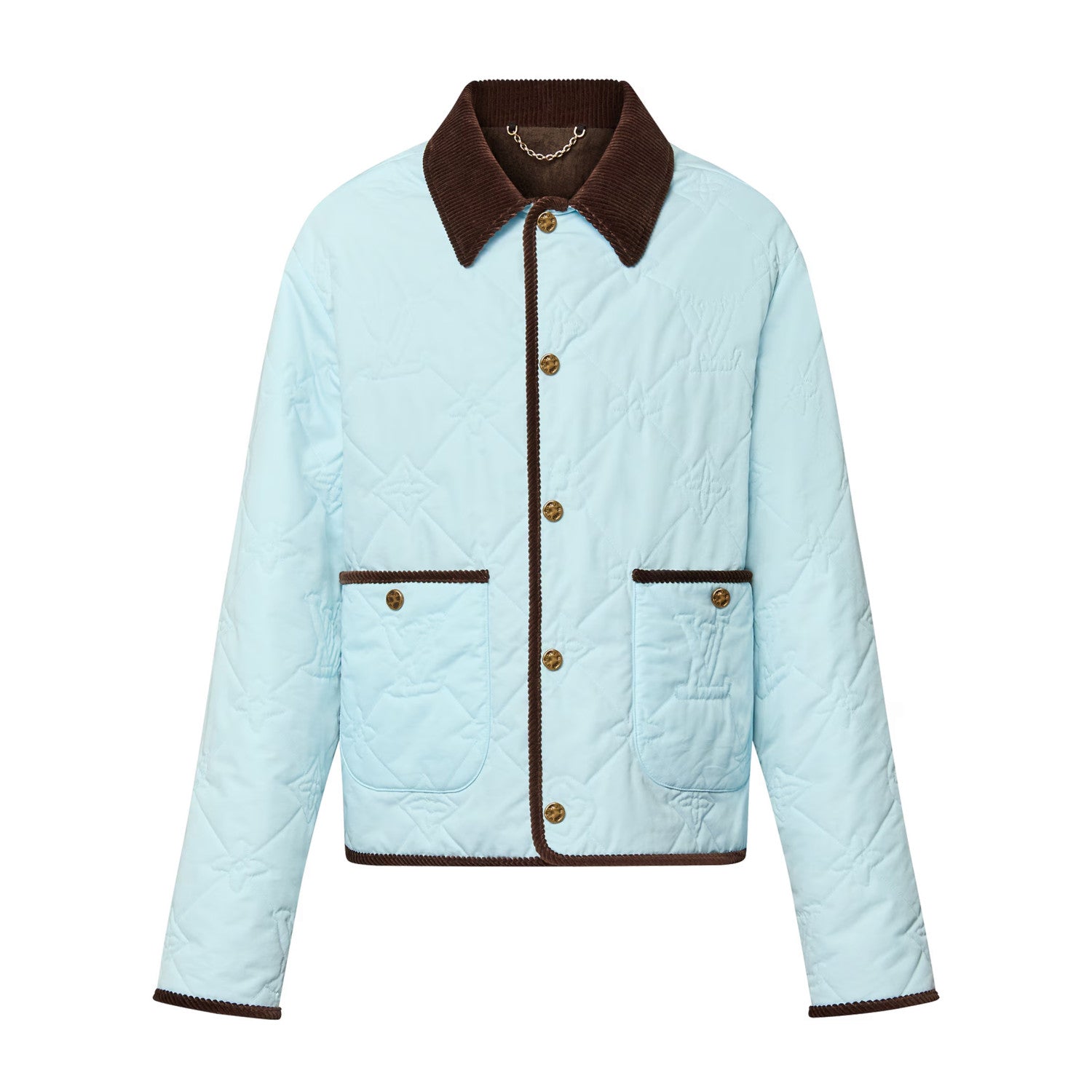 Louis Vuitton Men's Fall And Winter Light Blue Patchwork Fitted Lapel Single Breasted Long Sleeved Jacket #73167